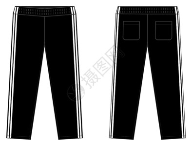 黑色牛仔裤运动衫裤子矢量模板插图黑色和白色插画