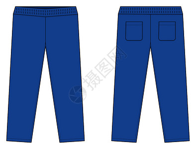 休闲球衣裤运动裤模板矢量图蓝色插画
