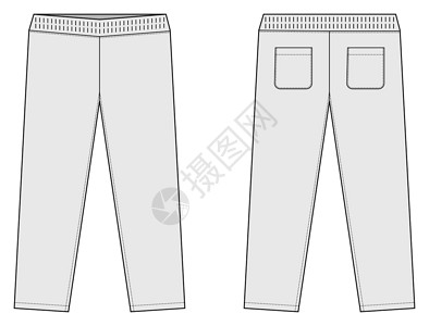 休闲球衣裤运动裤模板矢量图白色插画