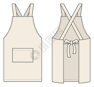 穿围裙围裙矢量模板插图餐厅小样厨师工人商业织物空白棉布服装女性设计图片