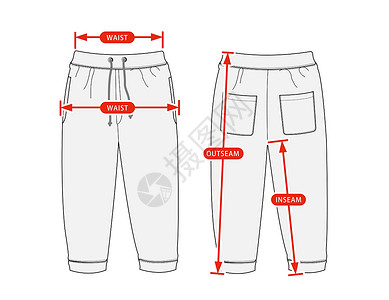 广告素材尺寸服装尺寸图表矢量插图运动裤插画