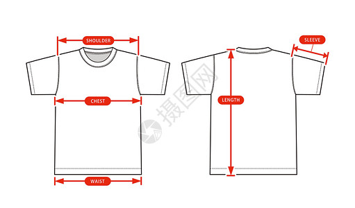 衣服尺码服装尺寸图表矢量图插画