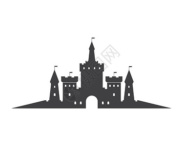 防御塔城堡标志图标矢量插图设计盔甲防御历史建筑学据点国王标识王国骑士盾牌插画