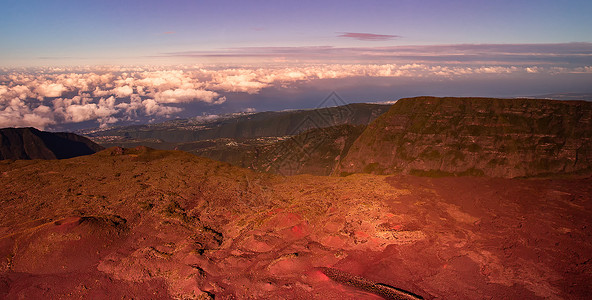 富尔奈斯火山法国留尼汪岛 佛罗奈斯火山炉顶火山口火山沙漠背景