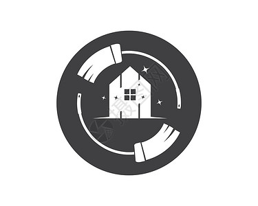 房屋清洁服务图标徽标矢量它制作图案家庭标识屋子卫生蓝色房地产徽章健康财产住宅背景图片