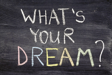 你的梦想是什么倾角黄色挑战红色动机黑板粉笔蓝色背景图片
