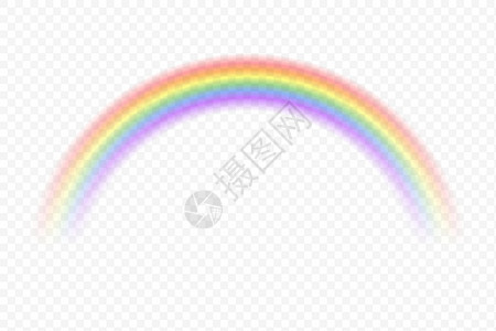彩虹免抠素材现实的彩虹天空 透明背景下雨后的矢量魔法光谱颜色 奇幻夏日装饰元素设计图片