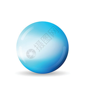 玻璃蓝球或珍贵珍珠 在白色背景上突出显示的光滑逼真的 ball3D 抽象矢量插图 带阴影的大金属泡泡艺术按钮反射气泡球体塑料水晶设计图片