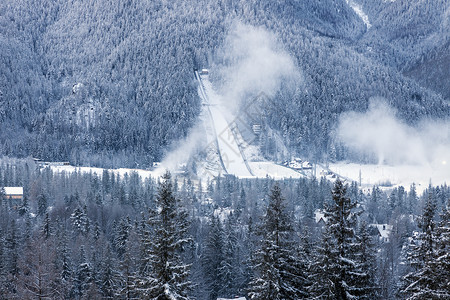 波兰滑雪公园narodowy城市景观冬天高清图片