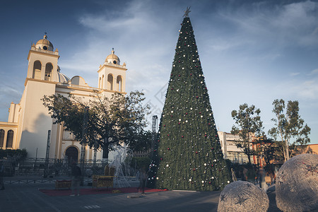 圣萨尔瓦多大教堂地标市中心蓝色城市街道圆顶天空晴天殖民旅行背景