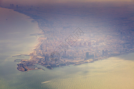 教会窗口科威特市的航空全景建筑学旅行晴天天际蓝色景观摩天大楼天线街道市中心背景
