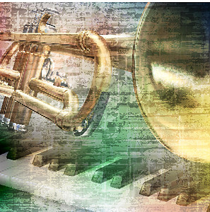 黄铜钥匙抽象 grunge 背景与喇叭反射萨克斯管金属高声旋律音乐家音乐会小路剧院插图插画
