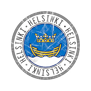 赫尔辛基芬兰赫尔辛基市邮政橡皮戳插画