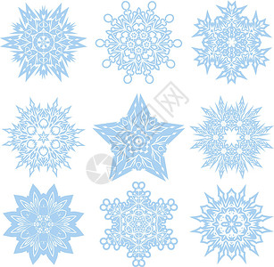 一组矢量雪花天气季节新年白色插图蓝色冻结背景图片