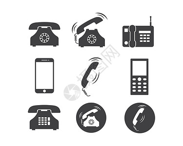 电话图标集矢量图设计电讯白色服务商业技术插图黑色热线细胞讲话设计图片