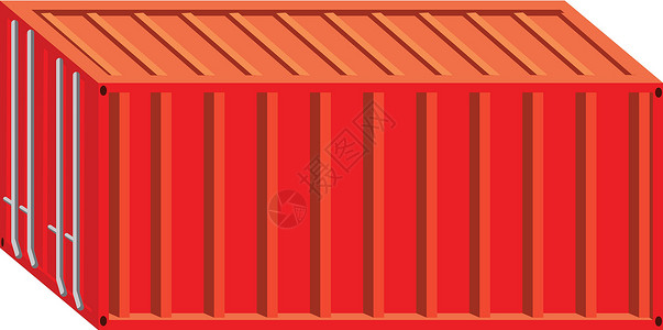集装箱店铺红色货物集装箱图标卡通风格插画