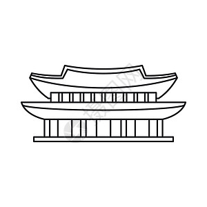 韩国N首尔塔景福宫首尔图标大纲样式插画