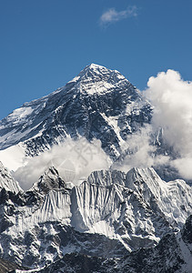 在喜马拉雅山高京里峰 捕捉的珠峰高峰背景图片