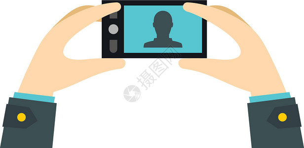 手脚架在智能手机上拍照的人插画