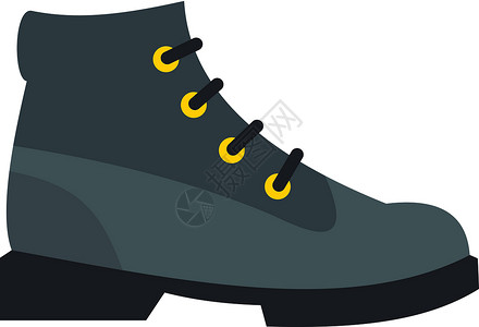 徒步旅行鞋平面样式中的灰色启动图标插画