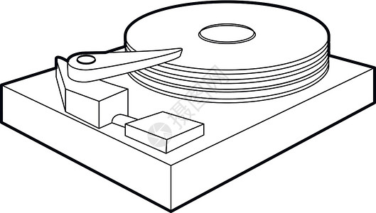 磁盘驱动器大纲样式中的硬盘图标插画