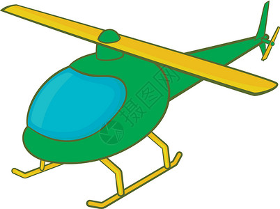 卡通螺旋桨飞机绿色直升机图标设计图片