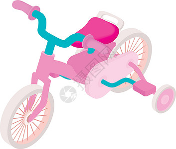三轮车玩具粉色三轮车插画