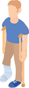 拐杖和石膏上断腿 ico 的人背景图片