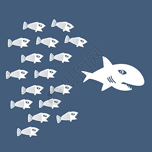 接管小鱼吃大鱼破产尺寸存活插图战略攻击贷款捕食者打猎商业插画