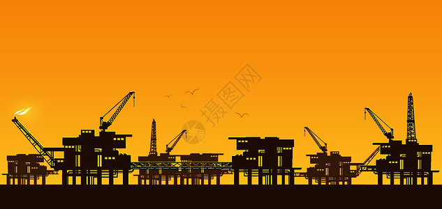 工业项目用于工业设计的海上石油井架燃料工程技术海洋贸易勘探进口起重机商业运输插画
