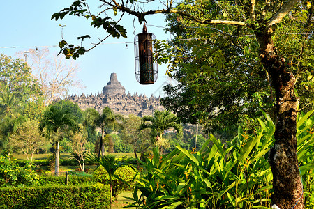 雅加达亚运会波罗布杜尔的黎明风景 爪哇佛教寺庙历史废墟遗产雕塑金字塔旅行佛塔旅游宗教传统背景