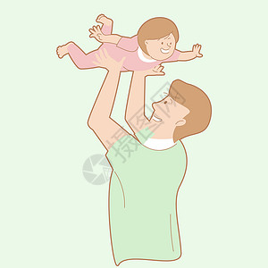 婴儿柔肤湿纸巾活动中的父亲节培养孩子的柔情感承载爱他的孩子享受飞行和解放军插画