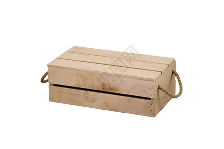 白色背景上盖有盖子的木箱钢笔运输礼物缠绕条纹出口木头绳索馒头贮存背景图片
