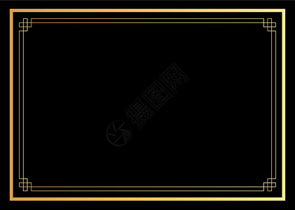 抽象的中国风格金色框架 矢量图 Eps1边界艺术文化金子角落插图装饰品正方形横幅背景图片