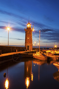 的灯塔全景港口帆船城市地标游艇蓝色码头建筑学旅行高清图片