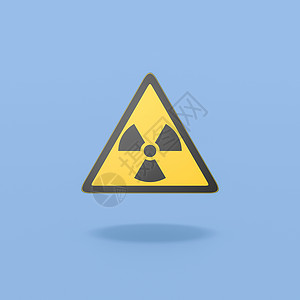 放射性蓝色光效蓝色背景上的辐射危险符号背景