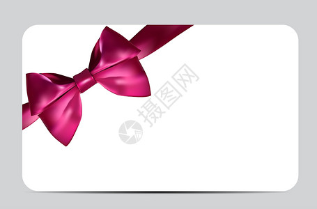 带有粉红弓和丝带的空白礼品卡模板 您的业务矢量说明商业折扣价格展示银行优惠券标签金融卡片证书背景图片