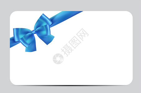 带蓝弓和丝带的空白礼品卡模板 您业务的矢量说明卡片商业促销折扣礼物价格标签金融优惠券证书背景图片