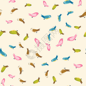抽象鸟无缝图案背景矢量图粉色织物孩子们涂鸦绘画墙纸插图火烈鸟卡通片白色背景图片