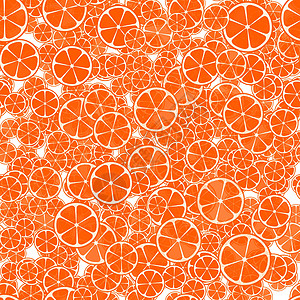 橙色涂鸦抽象橙色无缝图案背景矢量图食物卡通片叶子柠檬织物绘画艺术打印季节墙纸插画