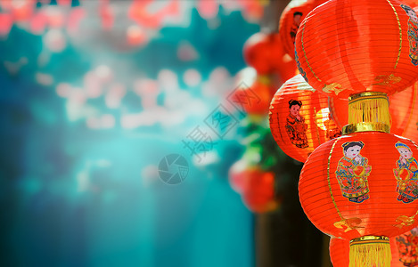 中国新年日庆典的绿灯侠吸引力红灯笼旅行灯笼节日游客文化团体传统新年背景图片