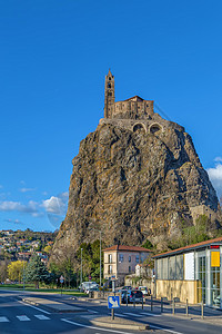 法国圣米歇尔山圣米歇尔达阿吉吉尔赫 法国勒普维莱悬崖教堂遗产地标天空旅游历史宗教岩石教会背景