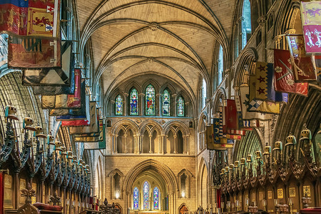 圣帕特里克大教堂 爱尔兰都柏林地标崇拜大教堂宗教建筑学旅游教会讲坛历史旅行背景图片
