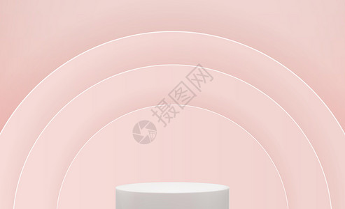 粉红色圆圈背景上的逼真 3d 基座 用于广告化妆品产品展示的时尚空领奖台展示 它制作图案矢量奢华空白插图平台粉色推介会讲台圆形小背景图片