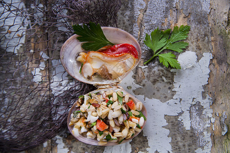 暖和地热到法索罗盘子美食味道餐厅香菜食物蛤蜊饮食背景图片