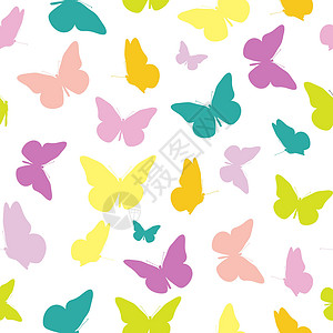 白色亮片与蝴蝶的抽象无缝的样式背景 它制作图案矢量昆虫女孩粉色水彩墙纸绘画金子织物白色娘娘腔插画