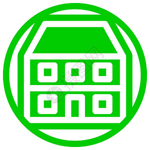 圆厅别墅简单平面设计中的公寓图标 0住房绿色财产建筑学圆圈房子白色别墅插图住宅插画