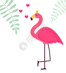 小火烈鸟可爱的小公主抽象背景与粉红色的火烈鸟矢量它制作图案天堂女孩打印公主花朵异国婴儿动物插图卡通片插画