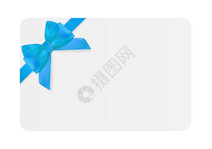 带蓝弓和丝带的空白礼品卡模板 您业务的矢量说明证书卡片市场代金券标签蓝色餐厅礼物金融展示背景图片