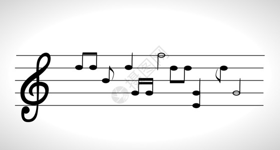 白色音符一组没有特征的五行时钟符号的音符 高音谱号 矢量插图低音白色笔记黑色旋律钥匙床单颤声艺术插画